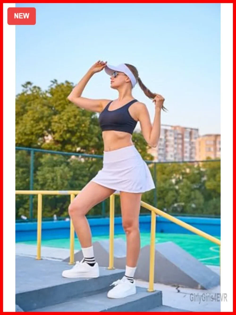 Pleated Tennis Skort with Built-in Shorts, 3 Pockets, Athletic Golf Skirt